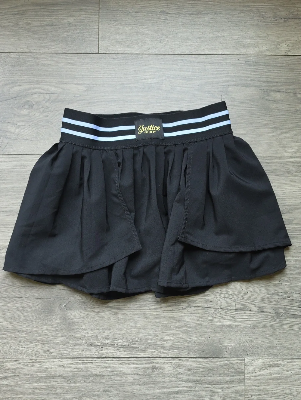 Justice Black Skort with Striped Waistband Size L 12/14